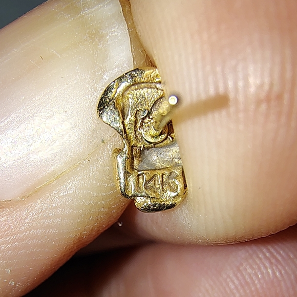 14K Gold Nugget Pierced Earrings - Picture 2 of 8
